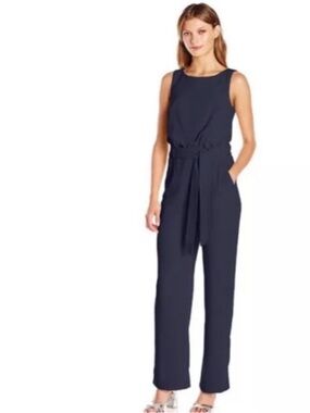 NWT Trina Turk Epoch Sleeveless Navy Tie-Waist Jumpsuit